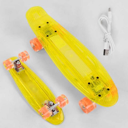 Скейт (пенни борд) "Best Board", прозрачная дека со светом, колеса PU со светом, зарядка USB  мініатюра фото 1