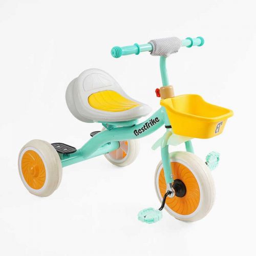 Велосипед 3-х колесный BS-49151 Best Trike (1) колеса EVA переднее 10'', заднее 8'', стальная рама, УКР. ОБУЧИВАНИЕ, свет, корзина, в коробке  мініатюра фото 1