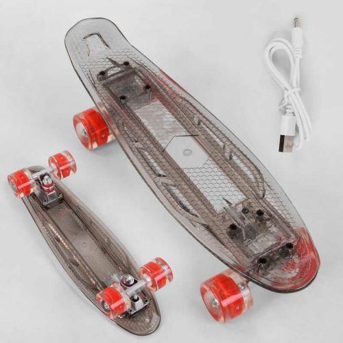 Скейт (Пенни борд) "Best Board" (прозрачная противень со светом, колеса PU со светом, зарядка USB)  мініатюра фото 1