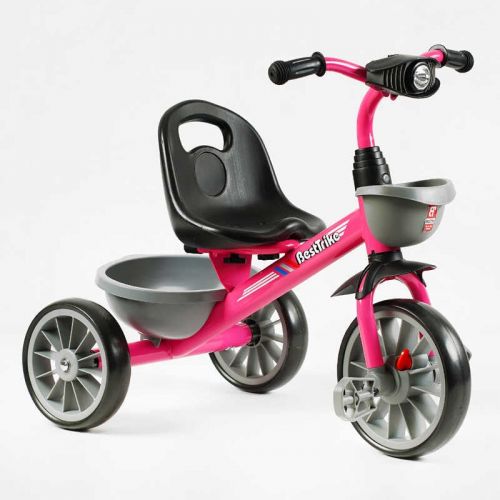 Велосипед 3-х колісний BS-20470 Best Trike (1) колеса EVA переднє 12’’, заднє 10’’, сталева рама, фара з музикою та світлом, 1 пісня українською та 2 англійською, 2 кошики, в коробці  мініатюра фото 1