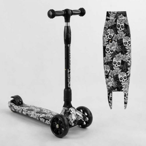 Самокат трехколесный "Best Scooter" (сложный алюминиевый руль, 3 колеса PU со светом, передний 130х35 мм, задний 80х45 мм, в коробке)  мініатюра фото 1