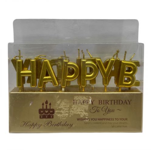 Свечи для торта буквы "Happy Birthday" (золото)  мініатюра фото 1