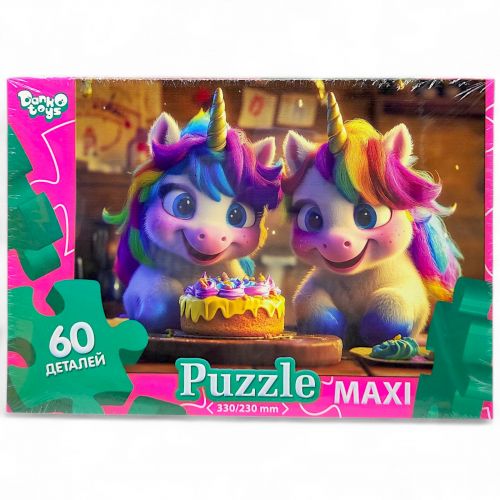 MAXI PUZZLE 60 "ЄДИНОРОГИ З ТОРТОМ" мініатюра фото 1 MAXI PUZZLE 60 "ЄДИНОРОГИ З ТОРТОМ" мініатюра фото 1