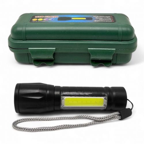 Ліхтарик світлодіодний (акмулятор, USB, пластиковий корпус, в коробці)  мініатюра фото 1