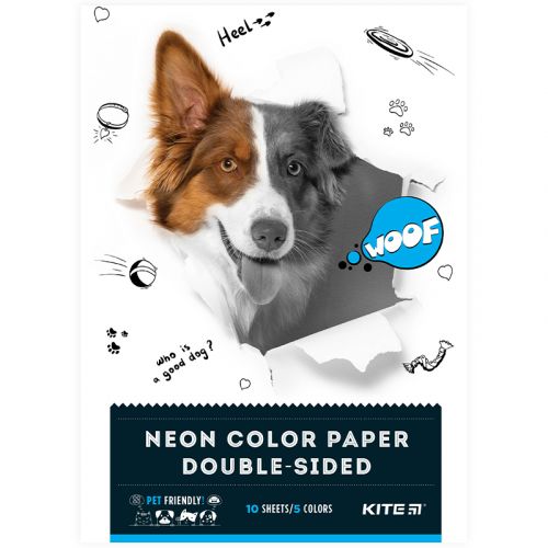 Папір кольор. неон. (10арк/5кол), A4 Kite Dogs мініатюра фото 1 Папір кольор. неон. (10арк/5кол), A4 Kite Dogs мініатюра фото 1