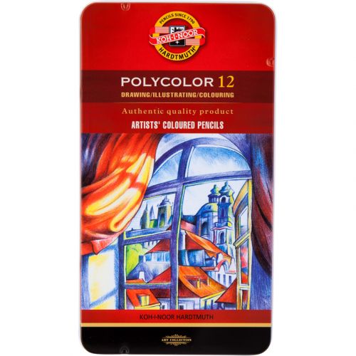 Олівці кольор.  художні POLYCOLOR, 12 кол. , мет. уп.  мініатюра фото 1