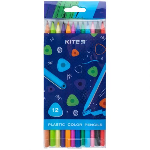Олівці кольорові пластикові, 12шт Kite Triangle  мініатюра фото 1
