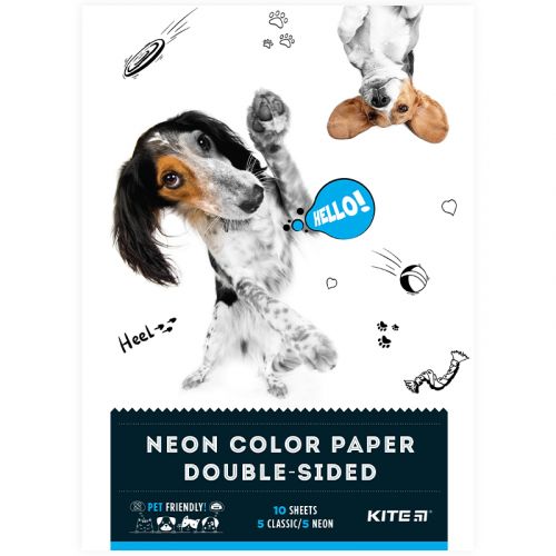Папір кольор. двостор. (10арк/5 неон+5 звич), А4 Kite Dogs мініатюра фото 1 Папір кольор. двостор. (10арк/5 неон+5 звич), А4 Kite Dogs мініатюра фото 1