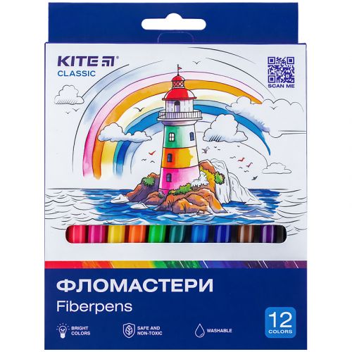 Фломастери, набiр 12 шт.  Kite Classic  мініатюра фото 1