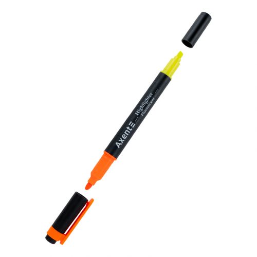 Маркер Highlighter Dual 2534-A, 2-4 мм клиноп.  помаран+жовт.  мініатюра фото 1