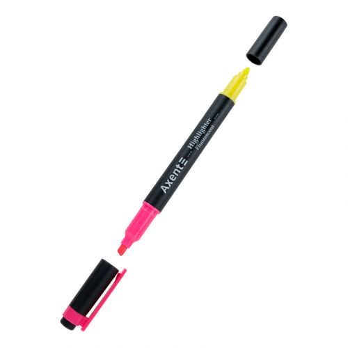 Маркер Highlighter Dual 2534-A, 2-4 мм клиноп.  рожевий+жовт  мініатюра фото 1