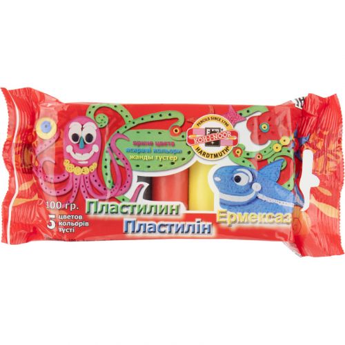 Пластилін, поліет. уп. , 100г. , 5 кол.  мініатюра фото 1