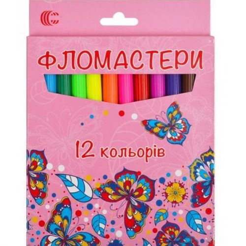 Фломастер 12 кольорів Картон (Вид 2) мініатюра фото 1 Фломастер 12 кольорів Картон (Вид 2) мініатюра фото 1