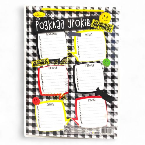 Розклад уроків (бланк), формат А4, Чорно-білий  мініатюра фото 1
