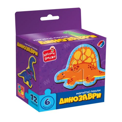 Гра розвиваюча пазли магнітні "Динозаври" Vladi Toys  мініатюра фото 1