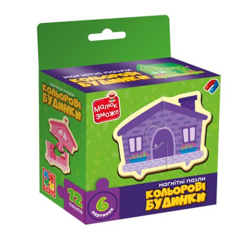 Гра розвиваюча пазли магнітні "Кольорові будинки" Vladi Toys  мініатюра фото 1