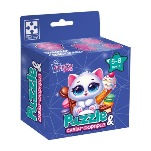 Гра розвиваюча пазли із сюрпризом "Біле кошенятко" Vladi toys (укр)  мініатюра фото 1