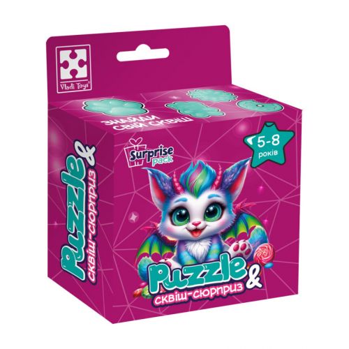 Гра розвиваюча пазли із сюрпризом "Кольоровий дракончик" Vladi toys (укр)  мініатюра фото 1