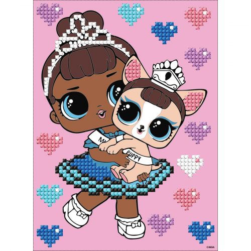 Набір з алмазною мозаїкою (вибірковою) "L. O. L.  Surprise! Miss Baby With Miss Puppy" 15x20см  мініатюра фото 1
