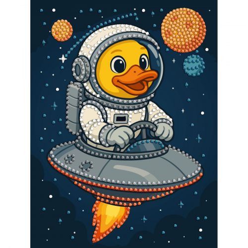 Набір з алмазною мозаїкою (вибірковою) "Качка в космосі" 15x20см мініатюра фото 1 Набір з алмазною мозаїкою (вибірковою) "Качка в космосі" 15x20см мініатюра фото 1
