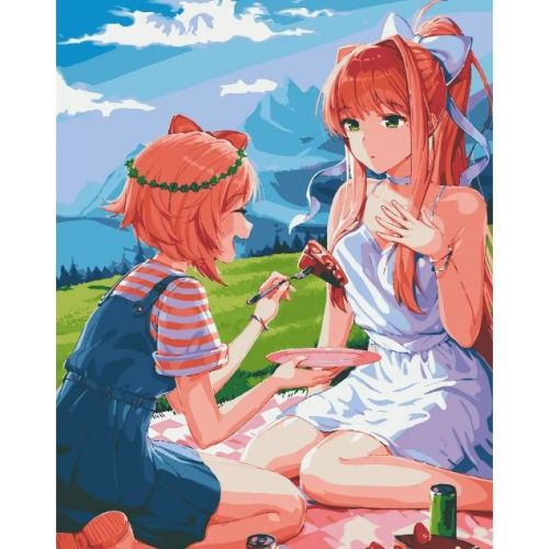 Уцінка.  Картина по номерах "Аніме.  Doki Doki Literature Club!" 40x50 см - брудний кут, порвано слюду  мініатюра фото 1