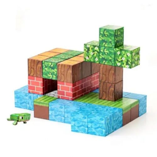 Конструктор магнитный "Майнкрафт/Minecraft" 49 элементов, фигурки героев, в коробке  мініатюра фото 1