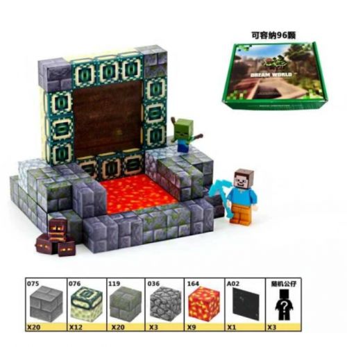 Конструктор магнітний "Майнкрафт / Minecraft " 50 елементів, фігурки героїв, в коробці  мініатюра фото 1