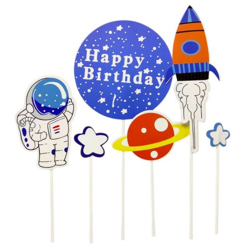 Топпер на торт Happy Birthday дитячий - КОСМОС  мініатюра фото 1