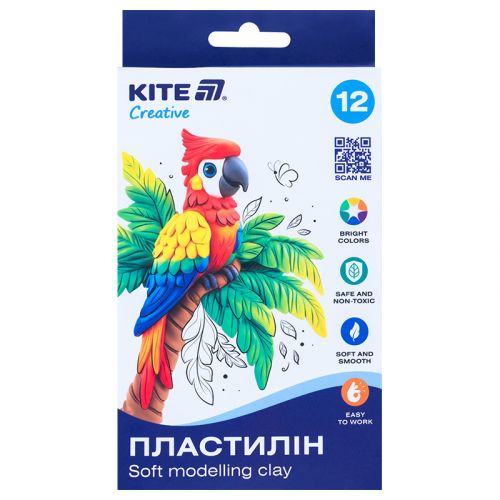 Пластилін восковий, 12 кольорів, 200 г.  Kite Creative  мініатюра фото 1