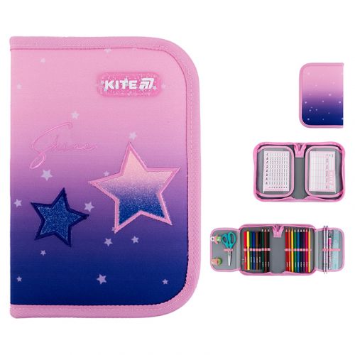 Пенал Kite 1 від. , 2 відв. , з наповненням 622H Sparkling мініатюра фото 1 Пенал Kite 1 від. , 2 відв. , з наповненням 622H Sparkling мініатюра фото 1
