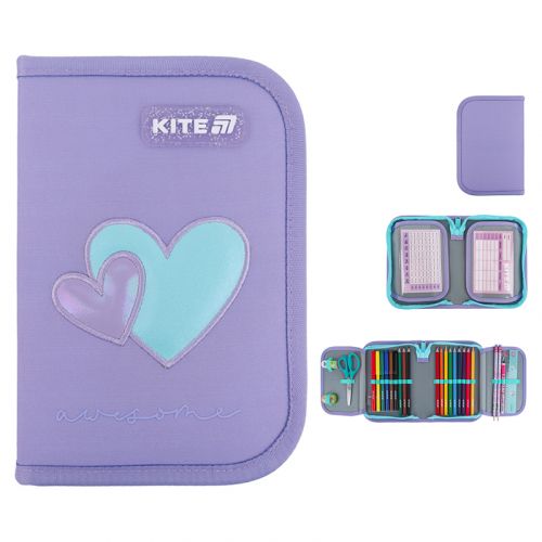 Пенал Kite 1 від. , 2 відв. , з наповненням 622H Awesome мініатюра фото 1 Пенал Kite 1 від. , 2 відв. , з наповненням 622H Awesome мініатюра фото 1