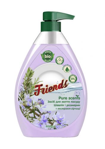 Друг засіб д/м посуду Friends Pure scents 900г Шавлія і розмарин  мініатюра фото 1