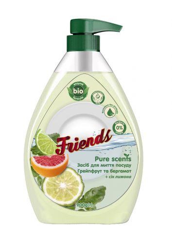 Друг засіб д/м посуду Friends Pure scents 900г Грейпфрут та бергамот  мініатюра фото 1