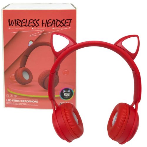 Навушники бездротові, підсвічування, Bluetooth, (ЧЕРВОНІ)  мініатюра фото 1