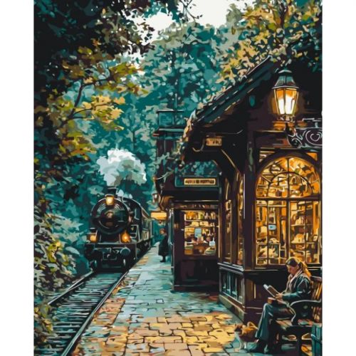 Картина за номерами "В очікуванні потягу" 40*50 см  мініатюра фото 1