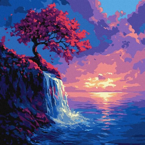 Картина за номерами "Сакура в потоці" 40х40 см  мініатюра фото 1