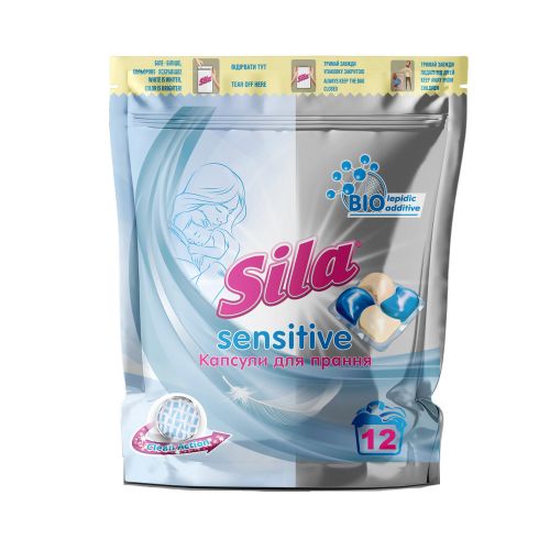 Sila засіб д/прання в капсулах (12шт*21г/252г) Sensitive  мініатюра фото 1