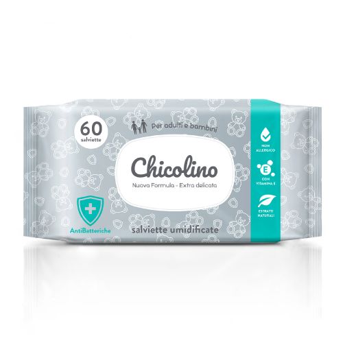 Серветки вологі для дорослих і дітей антибактеріальна Chicolino, 60 шт  мініатюра фото 1