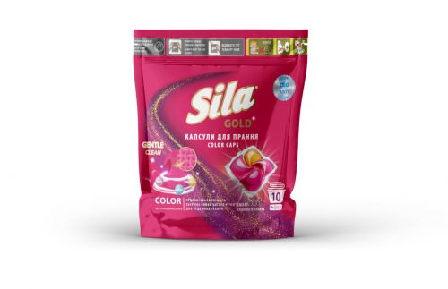 Sila засіб для прання в капсулах (10шт*19г) GOLD COLOR з zip-замком  мініатюра фото 1