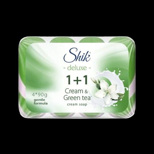 Shik 1+1 Deluxe, крем-мило туалетне (4*90г) крем/зелений чай  мініатюра фото 1