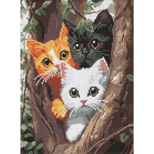 Алмазна мозаїка "Котики на дереві" 30x40см мініатюра фото 1 Алмазна мозаїка "Котики на дереві" 30x40см мініатюра фото 1