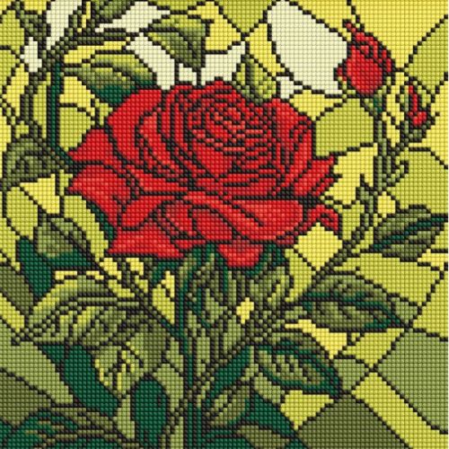 Алмазна мозаїка "Вітраж. Троянда" 30x30см мініатюра фото 1 Алмазна мозаїка "Вітраж. Троянда" 30x30см мініатюра фото 1