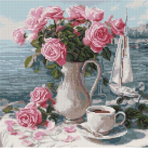 Алмазна мозаїка "Ранкові троянди" 40x40см мініатюра фото 1 Алмазна мозаїка "Ранкові троянди" 40x40см мініатюра фото 1