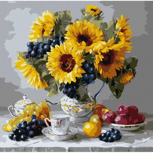 Картина за номерами "Соняшники з виноградом" 40x40см  мініатюра фото 1