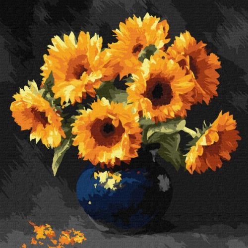 Картина за номерами "Соняшник в темряві" 40x40см  мініатюра фото 1