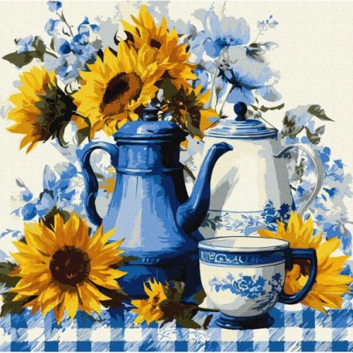 Картина за номерами "Сонячна кава" 40x40см  мініатюра фото 1