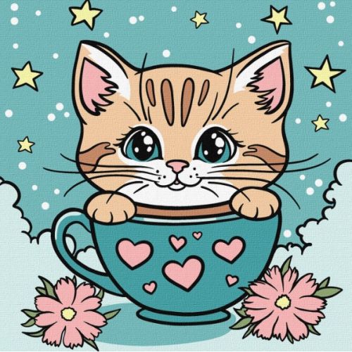 Картина за номерами "Чудовий котик" 25х25 см  мініатюра фото 1