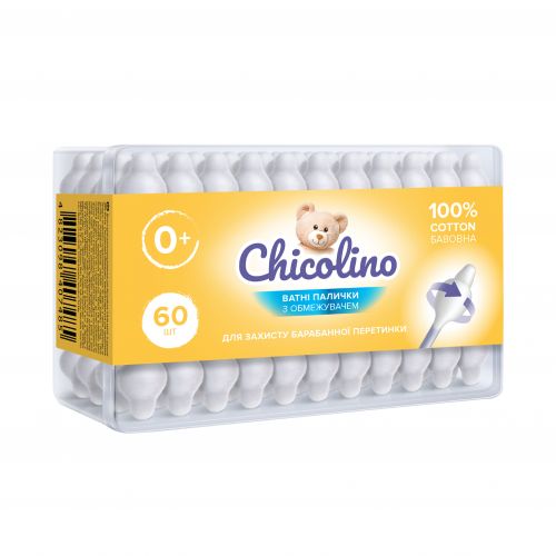 Дитячі ватні палички Chicolino, 60 шт  мініатюра фото 1