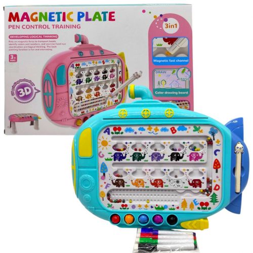 Магнітна гра (магнітний стилус, магнітна риболовля, дошка пиши-стирай, 4 маркери) БІРЮЗА  мініатюра фото 1