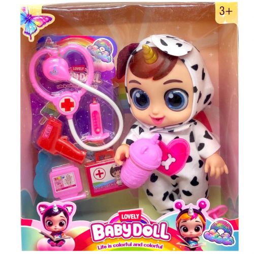 Лялька гумова "Cry Baby" висота 25 см (говорить, сміється, плаче, знімний одяг, рухливі кінцівки, пляшечка, пустушка, аксесуари) БІЛА  мініатюра фото 1